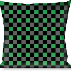 Buckle-Down Throw Pillow - Checker Black/Gray/2 Green