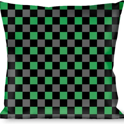 Buckle-Down Throw Pillow - Checker Black/Gray/2 Green