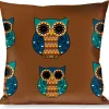 Buckle-Down Throw Pillow - Owls Brown/Pastel