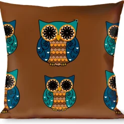 Buckle-Down Throw Pillow - Owls Brown/Pastel