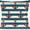 Buckle-Down Throw Pillow - Anchors w/Stripes White/Blue/Red