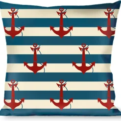 Buckle-Down Throw Pillow - Anchors w/Stripes White/Blue/Red
