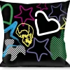 Buckle-Down Throw Pillow - Sketch Skull/Star/Heart/Checker Black/Multi