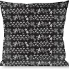 Buckle-Down Throw Pillow - Elegant Crosses/Stars/Studs Black/Grays