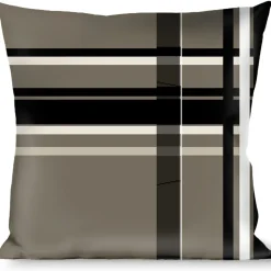 Buckle-Down Throw Pillow - Plaid Gray/Black/White