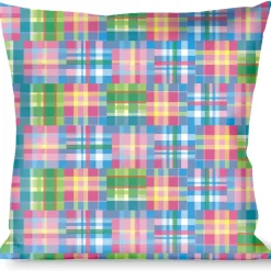 Buckle-Down Throw Pillow - Madras Plaid Pink