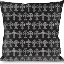 Buckle-Down Throw Pillow - Elegant Crosses Black/Grays