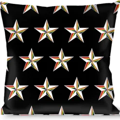 Buckle-Down Throw Pillow - Nautical Star Black/White/Rainbow