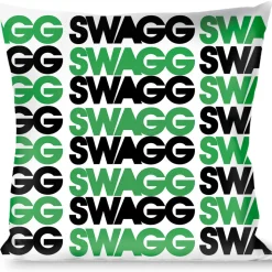 Buckle-Down Throw Pillow - SWAGG White/Black/Green