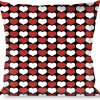 Buckle-Down Throw Pillow - Mini Hearts Black/Red/White