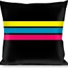 Buckle-Down Throw Pillow - Racing Stripes Black/Yellow/Blue/Pink