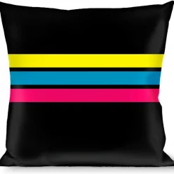 Buckle-Down Throw Pillow - Racing Stripes Black/Yellow/Blue/Pink