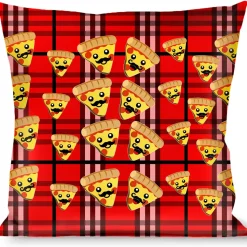 Buckle-Down Throw Pillow - Pizza Man Plaid Red