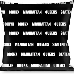 Buckle-Down Throw Pillow - New York's Five Burroughs Bold Black/White
