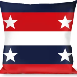 Buckle-Down Throw Pillow - Americana Stripe w/Stars Blue/Red/White