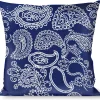 Buckle-Down Throw Pillow - Paisley Blue/White
