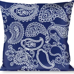 Buckle-Down Throw Pillow - Paisley Blue/White