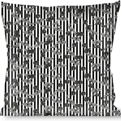 Buckle-Down Throw Pillow - Cherries Scattered/Vertical Stripe White/Black/Grays