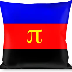 Buckle-Down Throw Pillow - Flag Polyamorous Pi Symbol Blue/Red/Black/Yellow