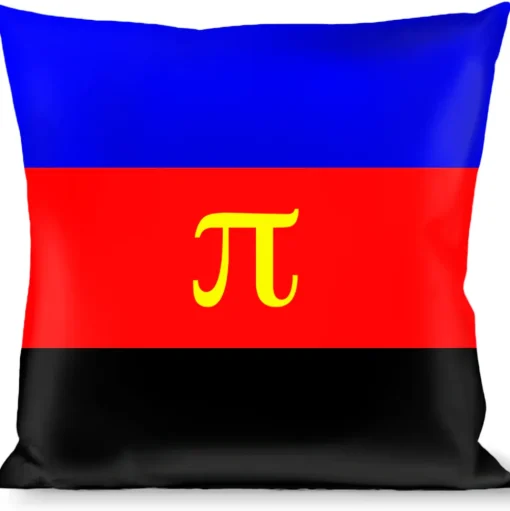 Buckle-Down Throw Pillow - Flag Polyamorous Pi Symbol Blue/Red/Black/Yellow