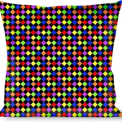 Buckle-Down Throw Pillow - Diamonds Black/Multi Neon