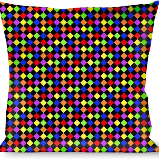 Buckle-Down Throw Pillow - Diamonds Black/Multi Neon