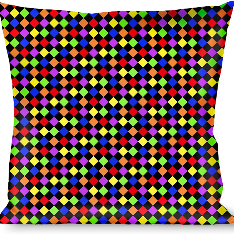 Buckle-Down Throw Pillow - Diamonds Black/Multi Neon