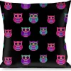 Buckle-Down Throw Pillow - Owls Black/Fuchsia/Purple/Turquoise