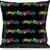 Buckle-Down Throw Pillow - Eighties Shades Black/Neon