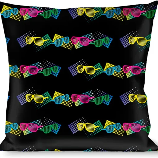 Buckle-Down Throw Pillow - Eighties Shades Black/Neon