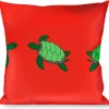 Buckle-Down Throw Pillow - Sea Turtles Red/Green