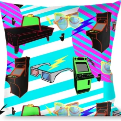 Buckle-Down Throw Pillow - Eighties Arcade Multi Neon Stripes