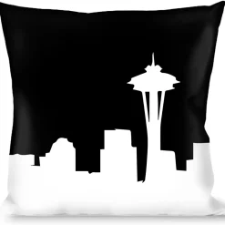Buckle-Down Throw Pillow - Seattle Solid Skyline Black/White