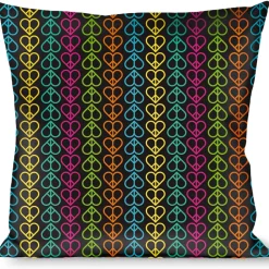 Buckle-Down Throw Pillow - Peace Hearts Repeat Black/Neon