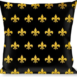 Buckle-Down Throw Pillow - Fleur-de-Lis Black/Yellow