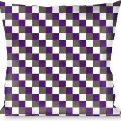 Buckle-Down Throw Pillow - Checker Gray/Purple/White