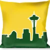 Buckle-Down Throw Pillow - Seattle Skyline Yellow/Emerald Green