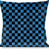 Buckle-Down Throw Pillow - Checker Weathered Black/Turquoise