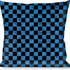 Buckle-Down Throw Pillow - Checker Weathered Black/Turquoise