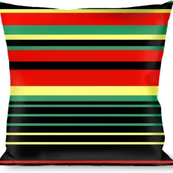 Buckle-Down Throw Pillow - Stripe Transitions Black/Red/Green/Yelow
