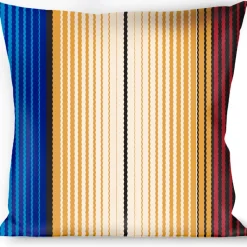 Buckle-Down Throw Pillow - Zarape6 Vertical Stripe Gold/Blues/Black/Red