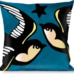 Buckle-Down Throw Pillow - Mom & Dad C/U Blue w/Sparrows