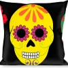 Buckle-Down Throw Pillow - Painted Sugar Skulls Black/Multi Color
