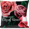 Buckle-Down Throw Pillow - Oregon Silhouette/PORTLAND OREGON-CITY OF ROSES Roses/White