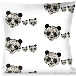 Buckle-Down Throw Pillow - Panda Bear Sugar Skull C/U Scattered Black/Cream