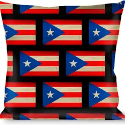 Buckle-Down Throw Pillow - Puerto Rico Flag Weathered