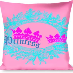 Buckle-Down Throw Pillow - Crown Princess Oval Pink/Turquoise
