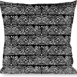 Buckle-Down Throw Pillow - Floral Paisley2 Black/White