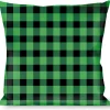 Buckle-Down Throw Pillow - Buffalo Plaid Black/Neon Green