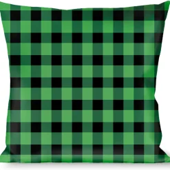 Buckle-Down Throw Pillow - Buffalo Plaid Black/Neon Green